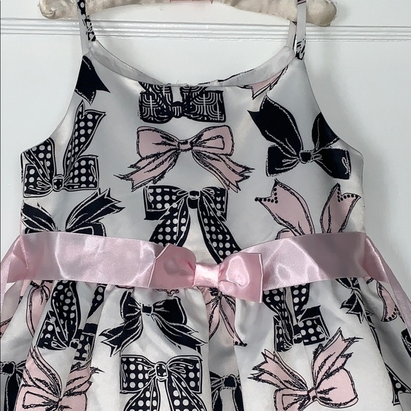 Bonnie Jean Bows Dress 6X White Black Pink EUC 🎀 - Picture 2 of 11